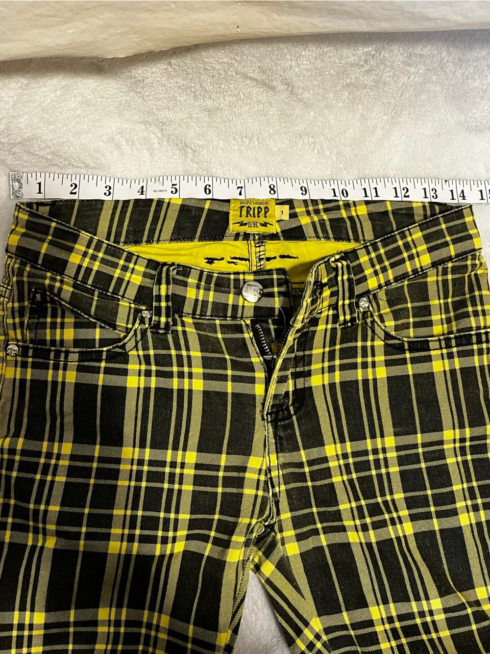 Tripp NYC Yellow Plaid Rocker Skinny Jeans - Picture 6 of 6